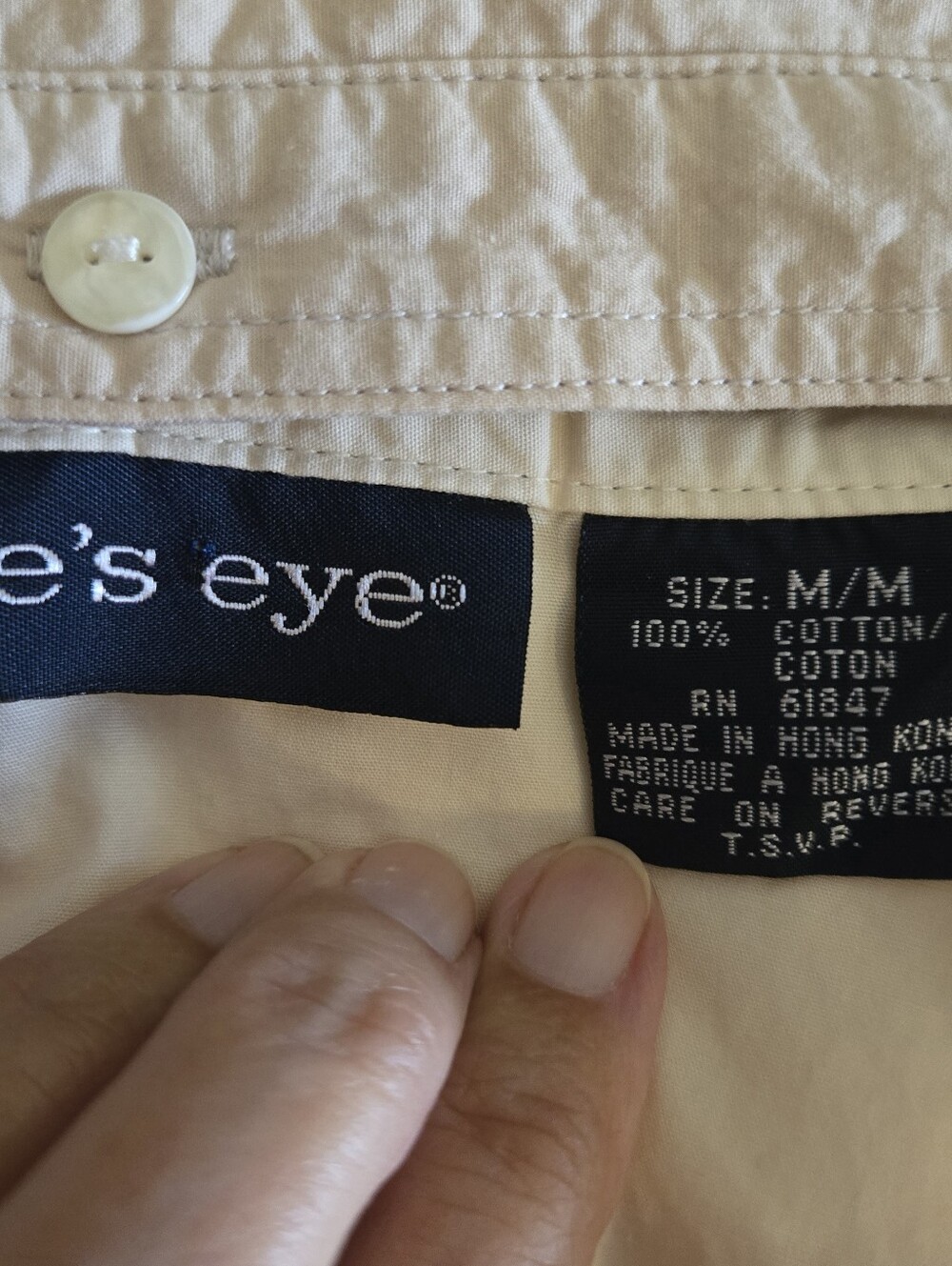 Vintage Eagles Eye Cream Embroidered Collar Short-Sleeve Shirt Size M - Picture 11 of 12